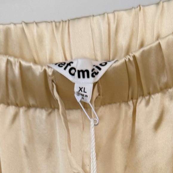 Reformation Pale Yellow Satin Pants - Picture 3 of 4
